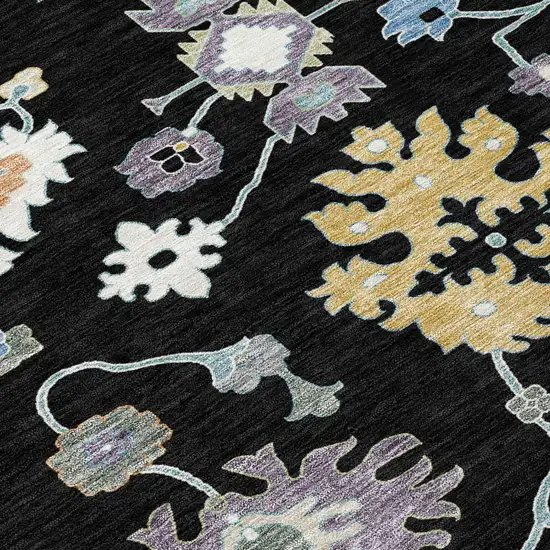 Black And Beige Oriental Washable Indoor Outdoor Area Rug Photo 6