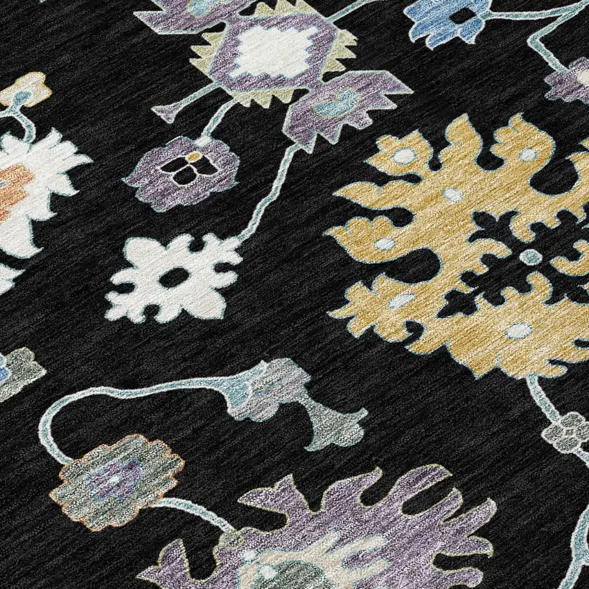 Black And Beige Oriental Washable Indoor Outdoor Area Rug Photo 6