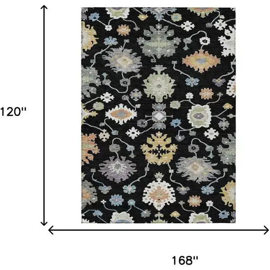 Black And Beige Oriental Washable Indoor Outdoor Area Rug Photo 7