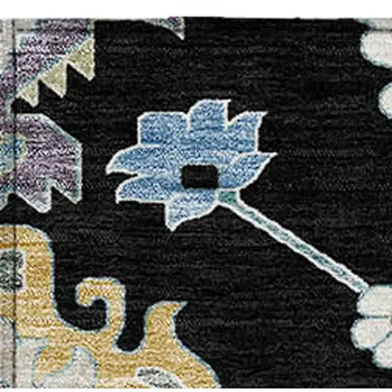Black And Beige Oriental Washable Indoor Outdoor Area Rug Photo 4
