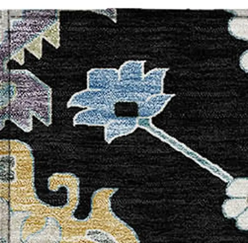 Black And Beige Oriental Washable Indoor Outdoor Area Rug Photo 4