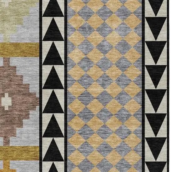 Black And Beige Southwestern Washable Indoor Outdoor Area Rug Photo 3