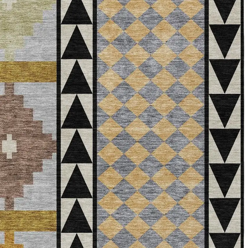 Black And Beige Southwestern Washable Indoor Outdoor Area Rug Photo 3