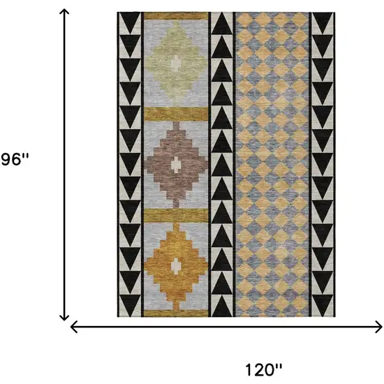 Black And Beige Southwestern Washable Indoor Outdoor Area Rug Photo 7