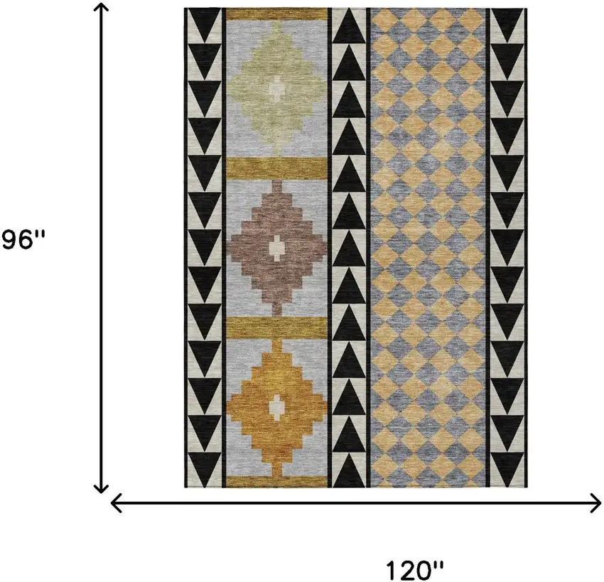 Black And Beige Southwestern Washable Indoor Outdoor Area Rug Photo 7