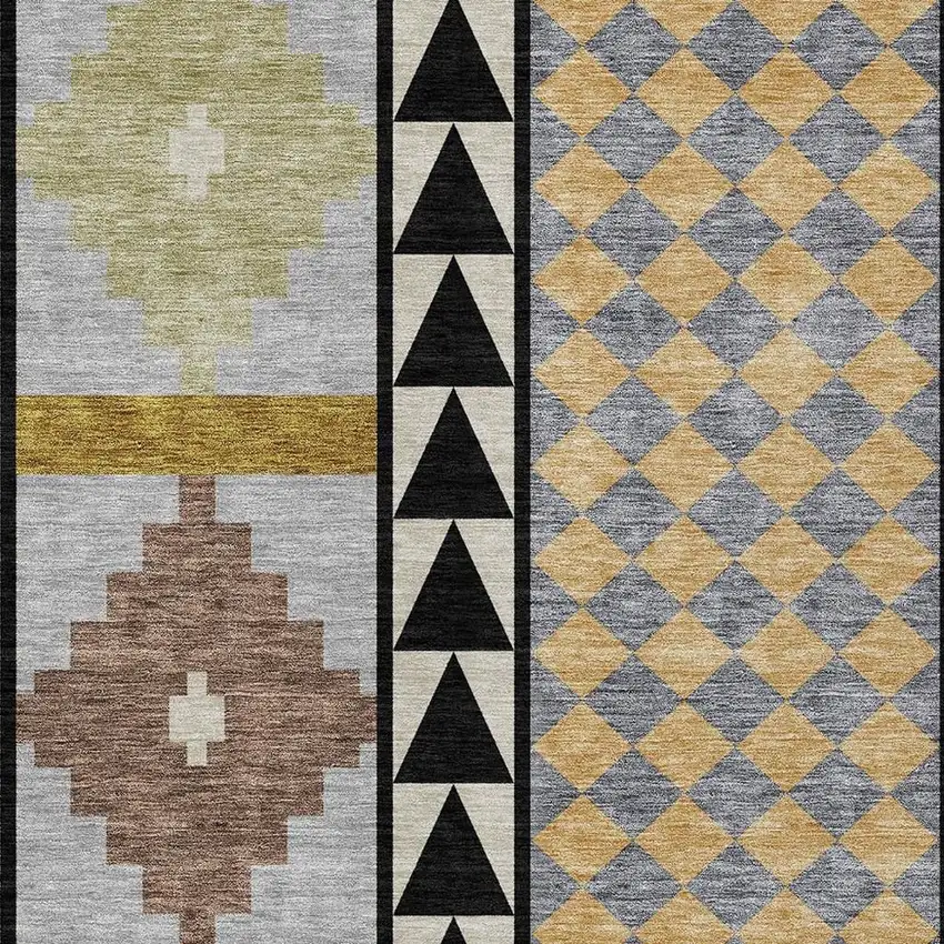 Black And Beige Southwestern Washable Indoor Outdoor Area Rug Photo 3