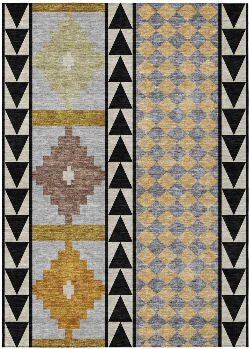 Black And Beige Southwestern Washable Indoor Outdoor Area Rug Photo 2