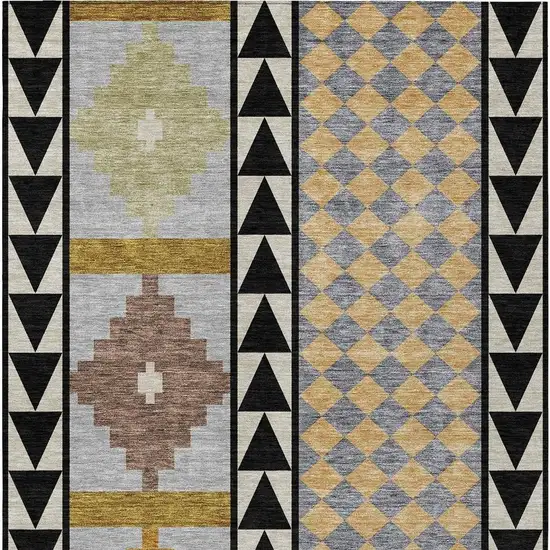 Black And Beige Southwestern Washable Indoor Outdoor Area Rug Photo 4
