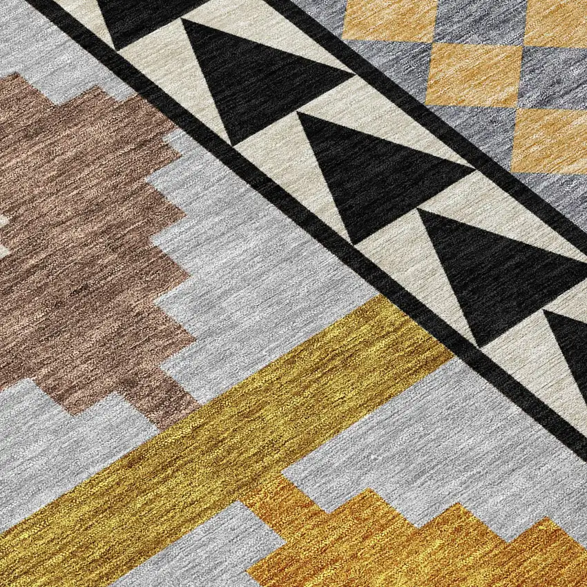 Black And Beige Southwestern Washable Indoor Outdoor Area Rug Photo 6