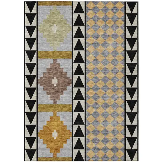 Black And Beige Southwestern Washable Indoor Outdoor Area Rug Photo 2