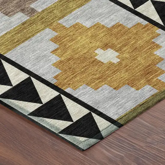 Black And Beige Southwestern Washable Indoor Outdoor Area Rug Photo 5