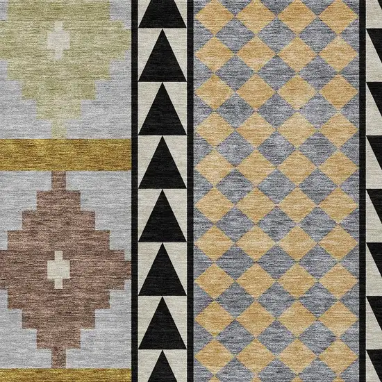 Black And Beige Southwestern Washable Indoor Outdoor Area Rug Photo 3