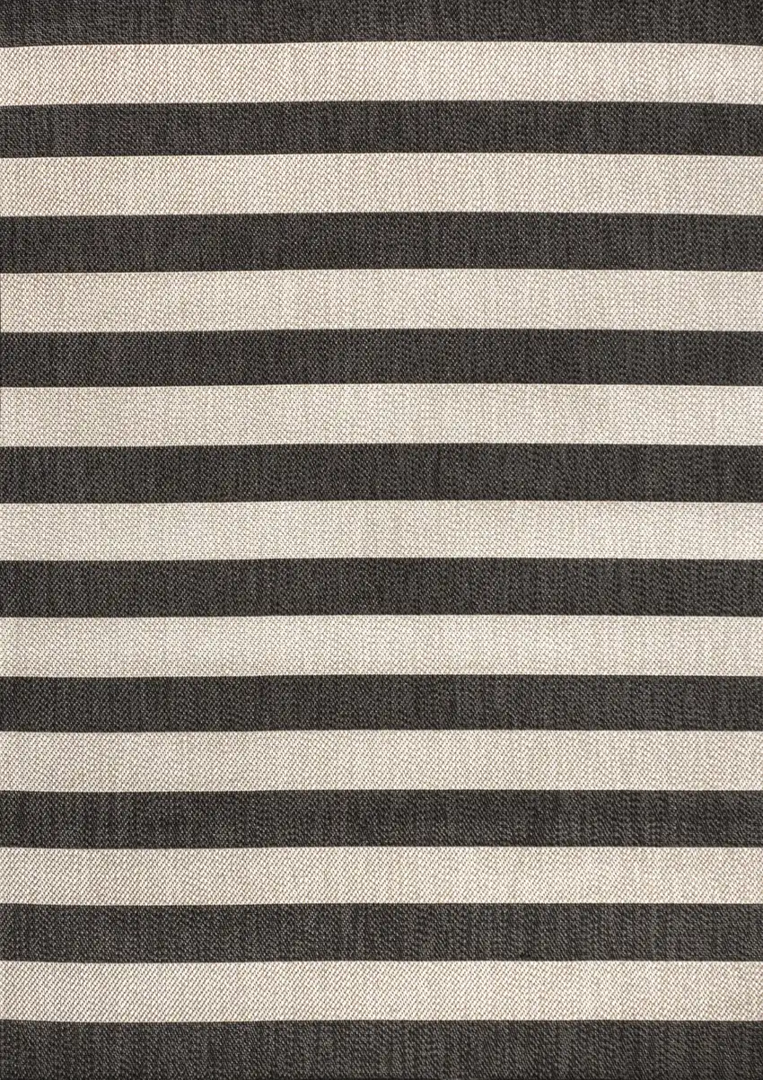 Black And Beige Striped Indoor Outdoor Area Rug Photo 2