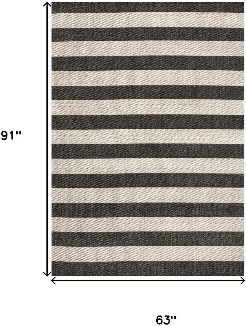 Black And Beige Striped Indoor Outdoor Area Rug Photo 3