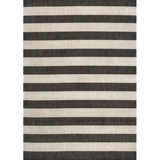 Black And Beige Striped Indoor Outdoor Area Rug Photo 2