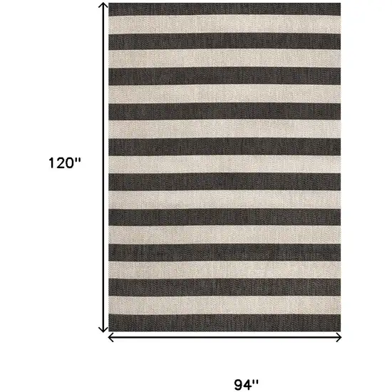 Black And Beige Striped Indoor Outdoor Area Rug Photo 3
