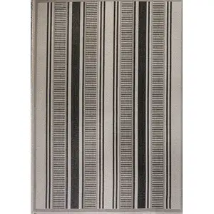 Photo of Black And Beige Striped Indoor Outdoor Area Rug