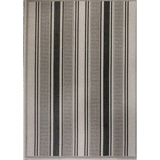 Black And Beige Striped Indoor Outdoor Area Rug Photo 1