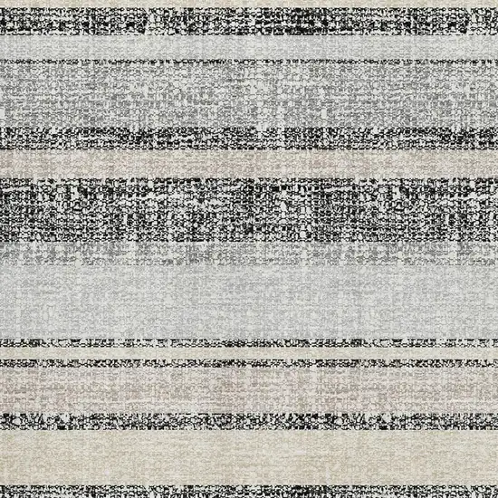 Black And Beige Striped Washable Area Rug With UV Protection Photo 3