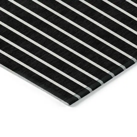 Black And Beige Striped Washable Indoor Outdoor Area Rug Photo 4