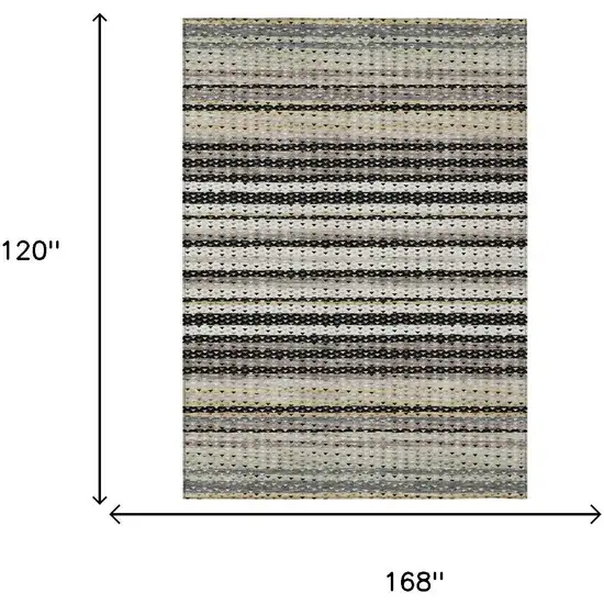 Black And Beige Striped Washable Indoor Outdoor Area Rug Photo 5