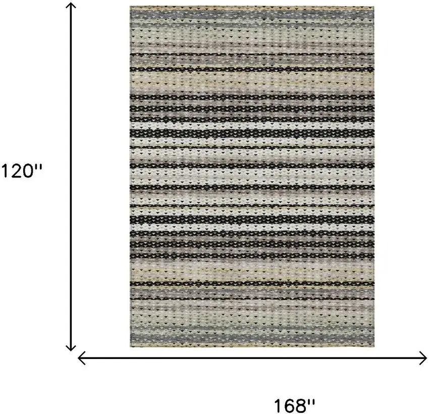 Black And Beige Striped Washable Indoor Outdoor Area Rug Photo 5