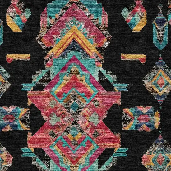 Black And Beige Tribal Washable Indoor Outdoor Area Rug Photo 5