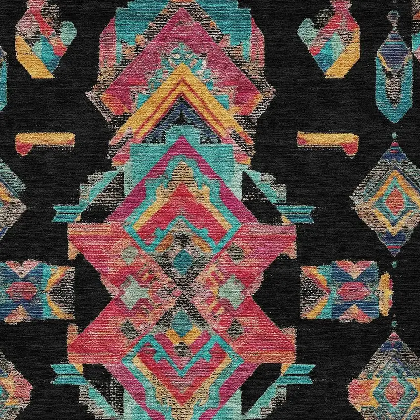 Black And Beige Tribal Washable Indoor Outdoor Area Rug Photo 5