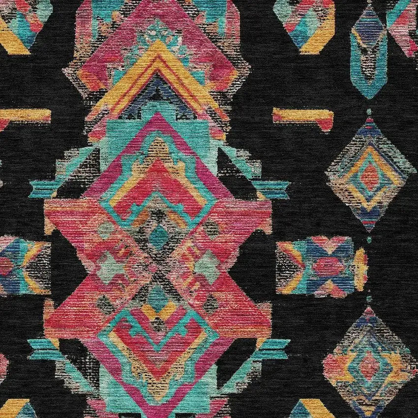 Black And Beige Tribal Washable Indoor Outdoor Area Rug Photo 3