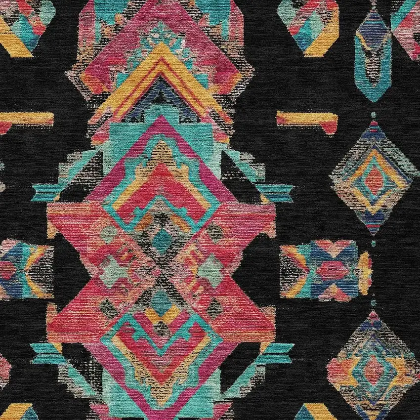 Black And Beige Tribal Washable Indoor Outdoor Area Rug Photo 5