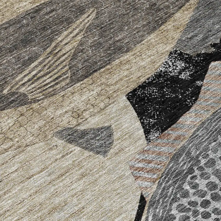 Black And Beige Tropical Fish Washable Indoor Outdoor Area Rug Photo 8