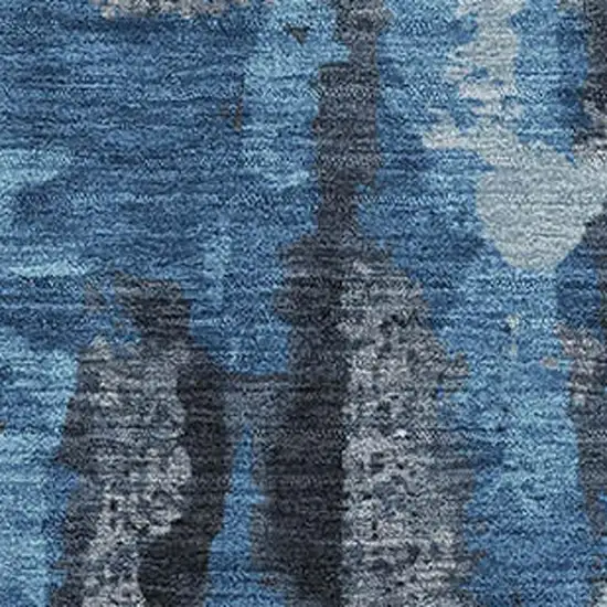 Black And Blue Abstract Washable Area Rug With UV Protection Photo 3