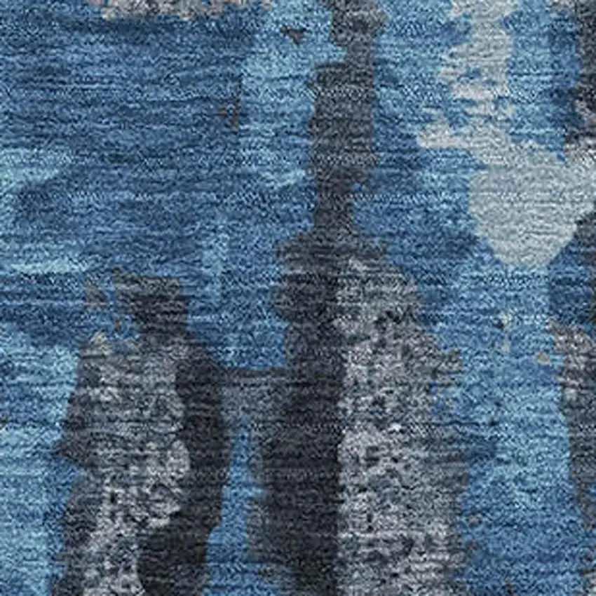 Black And Blue Abstract Washable Area Rug With UV Protection Photo 3