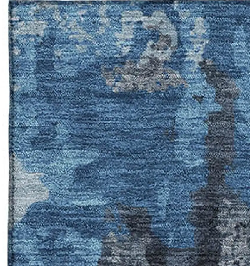 Black And Blue Abstract Washable Area Rug With UV Protection Photo 3