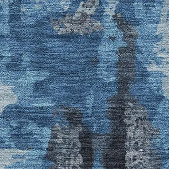 Black And Blue Abstract Washable Area Rug With UV Protection Photo 3