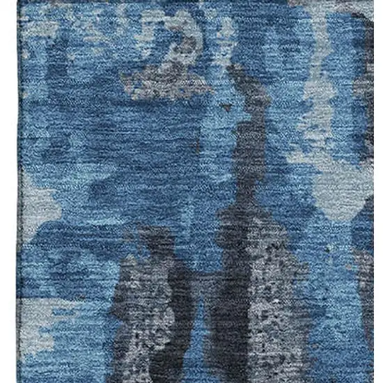 Black And Blue Abstract Washable Area Rug With UV Protection Photo 4