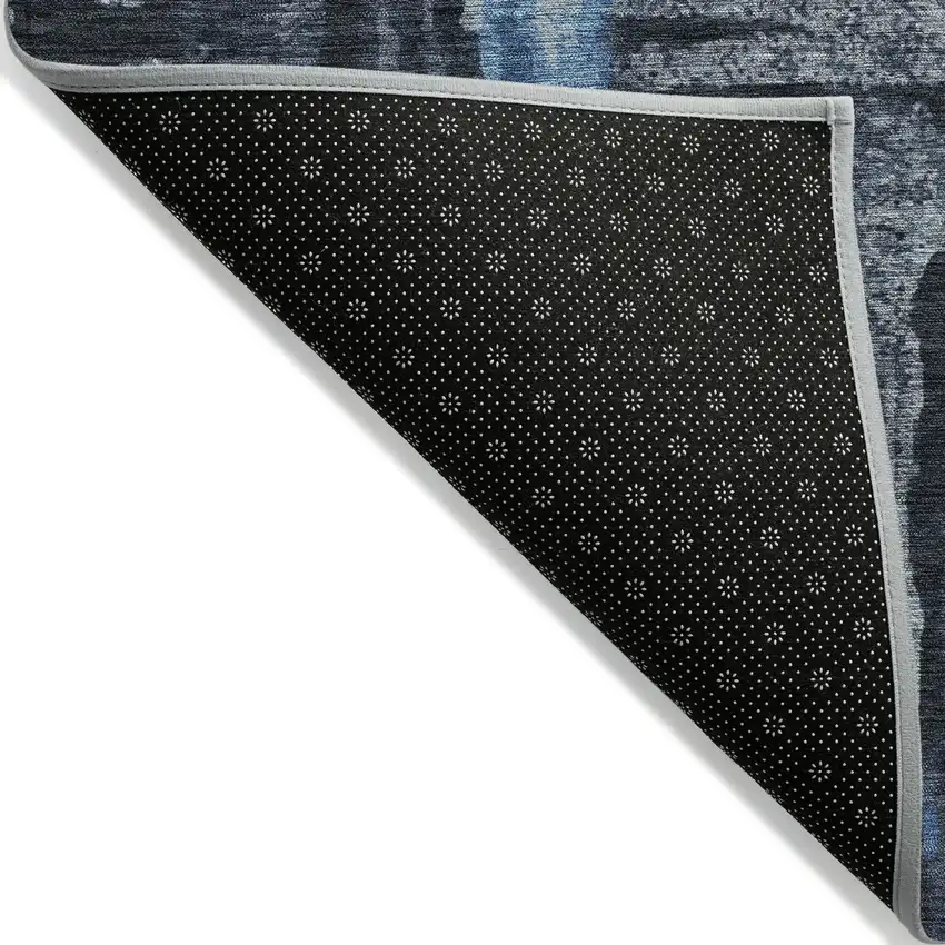 Black And Blue Abstract Washable Indoor Outdoor Area Rug Photo 9