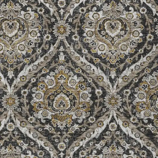 Black And Blue Floral Washable Indoor Outdoor Area Rug Photo 3