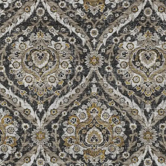 Black And Blue Floral Washable Indoor Outdoor Area Rug Photo 3