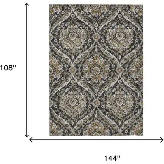 Black And Blue Floral Washable Indoor Outdoor Area Rug Photo 7