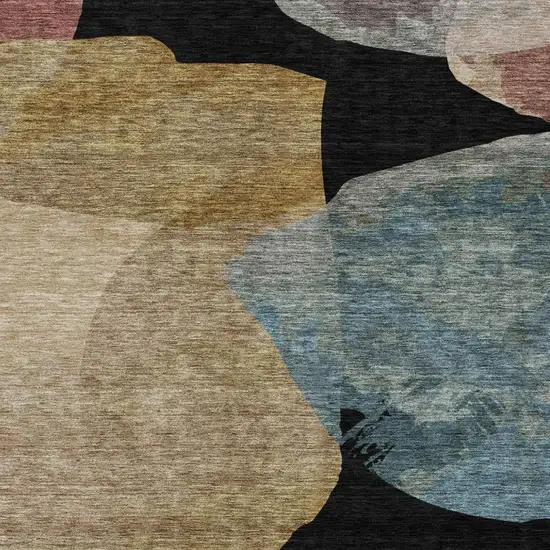Black And Brown Abstract Washable Indoor Outdoor Area Rug Photo 2