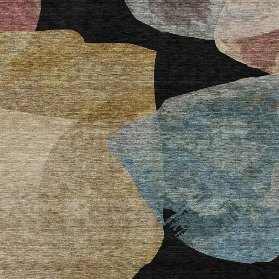 Black And Brown Abstract Washable Indoor Outdoor Area Rug Photo 2