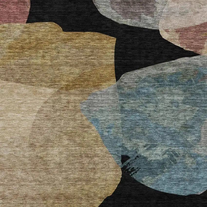 Black And Brown Abstract Washable Indoor Outdoor Area Rug Photo 2