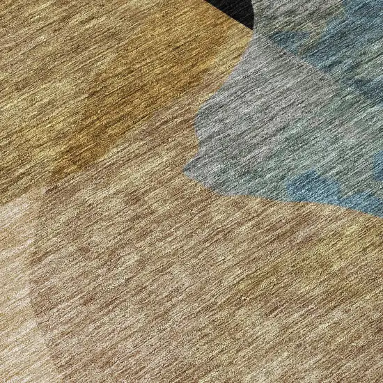 Black And Brown Abstract Washable Indoor Outdoor Area Rug Photo 5