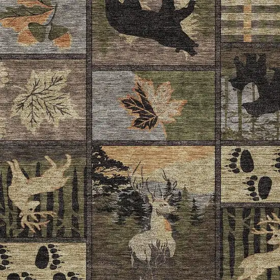 Black And Brown Bear Washable Indoor Outdoor Area Rug Photo 2