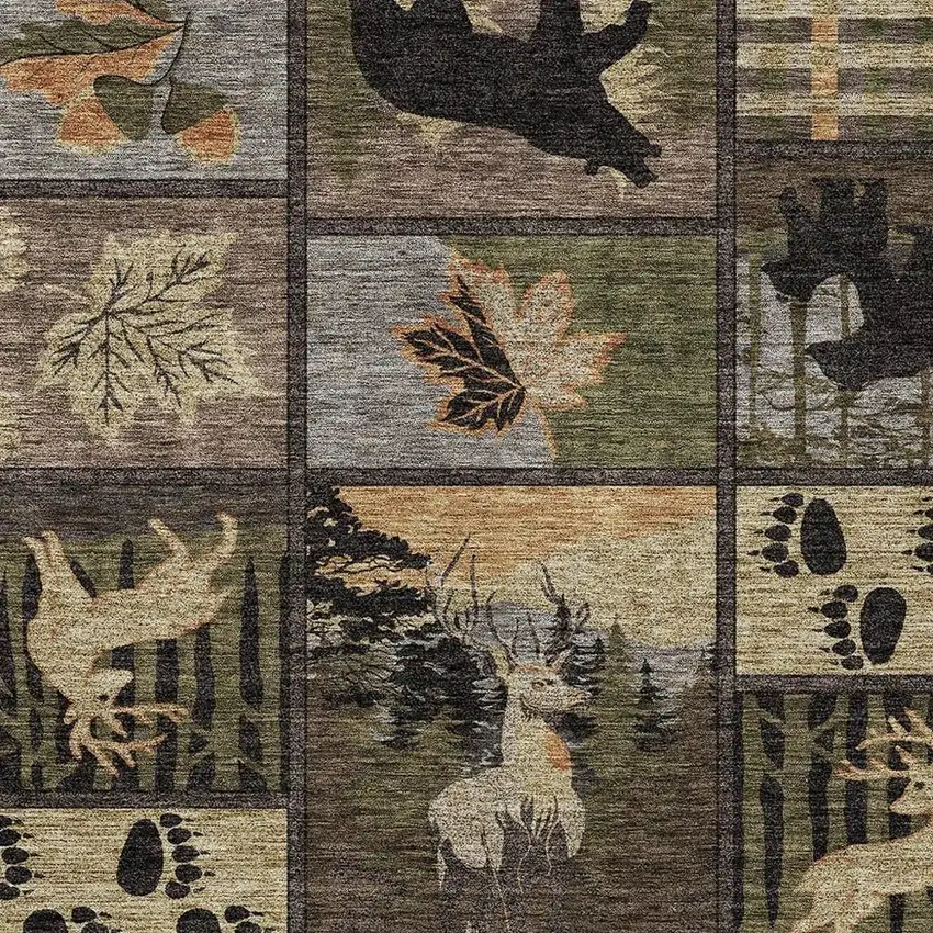 Black And Brown Bear Washable Indoor Outdoor Area Rug Photo 2