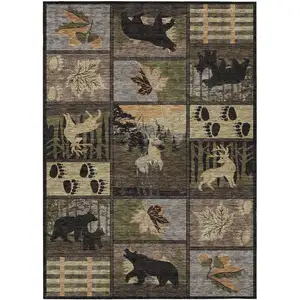 Photo of Black And Brown Bear Washable Indoor Outdoor Area Rug