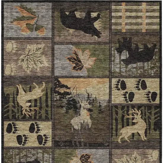 Black And Brown Bear Washable Indoor Outdoor Area Rug Photo 2