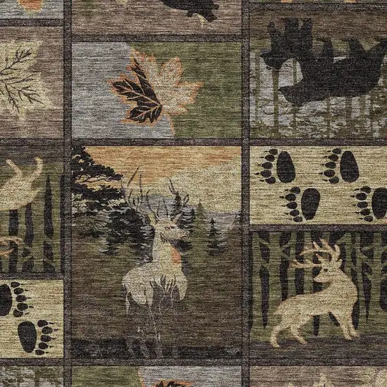 Black And Brown Bear Washable Indoor Outdoor Area Rug Photo 2