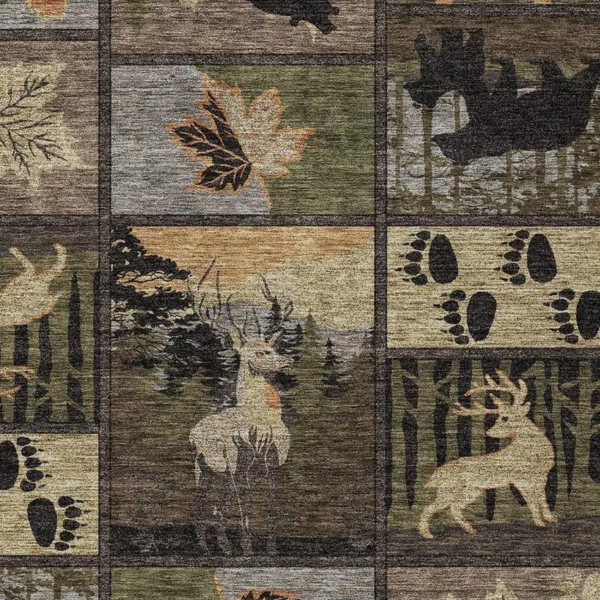 Black And Brown Bear Washable Indoor Outdoor Area Rug Photo 2